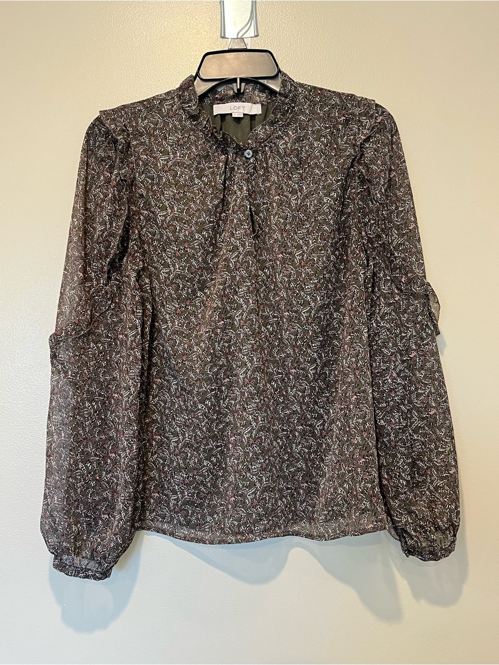 LOFT Ruffle Mock-Neck Blouse